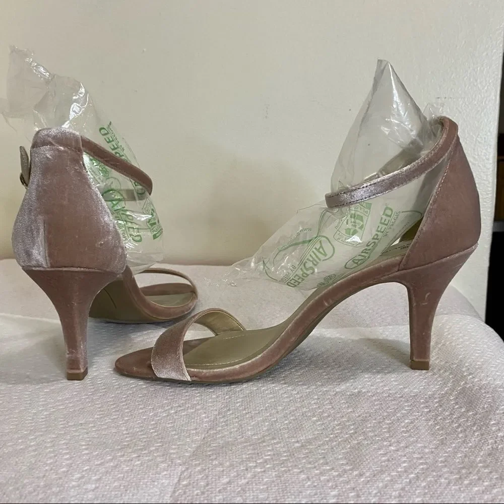 Bandolino Womens Madia Fabric Open Toe Ankle Strap Dark Blush heels 9.5